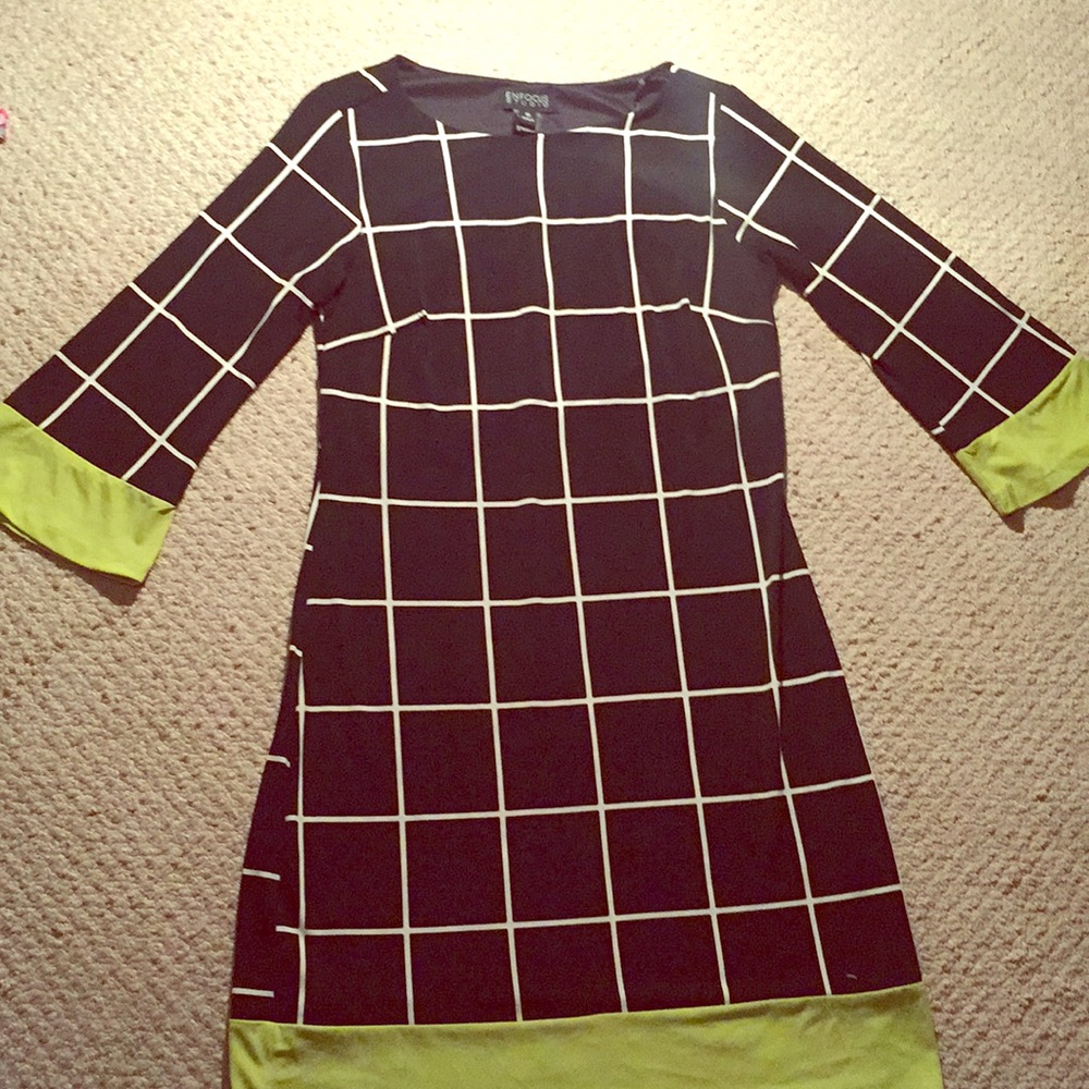 Checkered black and green dress